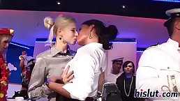 Group of lucky sailors has kinky fun with naughty milfs during an orgy hardcore party