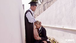 Anal sex loving, blonde schoolgirl got her daily dose of fuck from her teacher