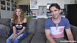 Naughty babe with long, curly hair was sucking cock in front of the camera and enjoying it