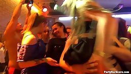 Horny girls and guys are having casual sex in the night club and enjoying it a lot