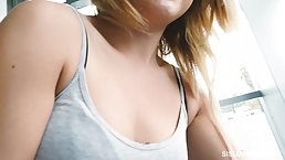 Shy blonde girl is having casual sex with her step- brother, after she gave him a blowjob