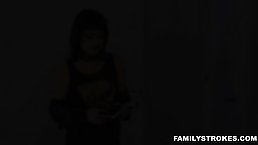 Goth chick, Nova is sucking her distant cousin's hard dick and getting it inside her slit
