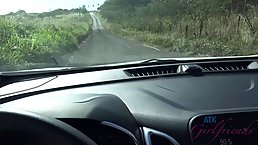 Sweet, amateur brunette got fucked in the back of a car and filled up with fresh cum