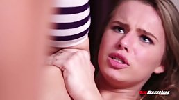 Horny guy is fucking his best friend's slutty girlfriend and ejaculating all over her tits and lips