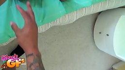 Handsome guy is licking a soaking wet, black pussy and getting ready to fuck it hard