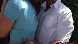 Drunna is having sex with a horny, black guy, because she likes his fat cock