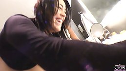 Leanne Crow and Maserati XXX are showing their massive milk jugs, in front of the camera