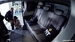 Czech babe is fucking her boss in the back of his car, just because she likes him