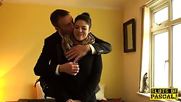 Kinky brunette is getting facefucked outdoors before getting a rock hard dick inside her wet pussy