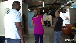 Big titted blonde woman is often cuckolding her man, because it excites her a lot