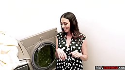 Busty Latina milf and her horny step son are having sex, while in the laundry room