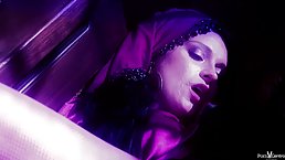 Brunette is getting doublefucked with sex toys and moaning from pleasure during an intense orgasm