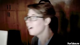 Cute teen in business outfit is getting slammed in a real estate piece of property 