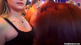 Hot girls are doing all kinds of naughty stuff in the night club, with handsome guys