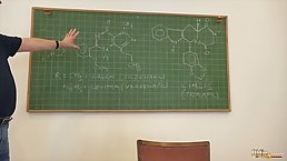 Dirty minded, college girls are fucking their elderly professor in front of the whole class