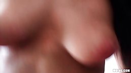 Dark haired lady and her husband are having a hot home session, in the evening