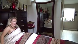 Kinky blonde got tied up and blindfolded because her mistress likes to torture her like that