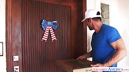Great looking blonde milf, Phoenix Marie decided to fuck a delivery guy instead of giving him tips