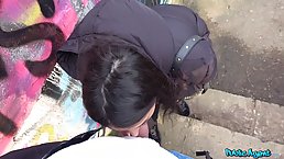 Small titted, Euro brunette would do anything to earn some cash, even fucking a stranger
