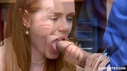 Ginger babe, Ella Hughes does not care that she got caught shoplifting, because she will get fucked