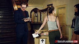Kimmy Granger is fucking her landlord in his library, and enjoying as much as he is