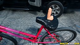 Skinny chick, Victoria Gracen is getting filled up with cock, in the middle of the day