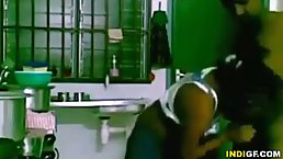 An amateur, Indian girl was doing some naughty stuff in the kitchen, with her new boyfriend