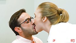 Lena Paul was so horny that she ended up getting fucked instead of doing her job