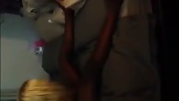 Black guy is fucking a horny, blonde woman while her partner is out of town