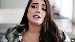 Slutty brunette with big tits loves to get her handsome partner’s thick cock in the soft pussy