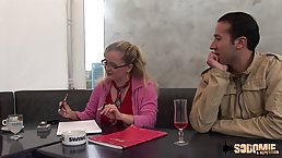 Chubby blonde is using her deep throat to satisfy her collaborator, while getting fucked very hard