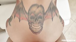 Tattooed brunette milf, Lily Lane is doing dishes and getting fucked at the same time