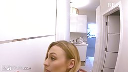 Experienced blonde knows how much guys like her blowjobs, and enjoyes giving it to them