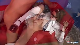 Lusty girls are making porn videos with various guys and enjoying during very intense orgasms