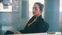 Black guys are getting handjobs from Abigail and fucking her brains out, at the same time