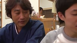 Insatiable, Japanese housewife is having sex with her husband's step- father, and enjoying it a lot