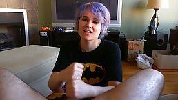 Barely legal, amateur chick, Ally is giving amazing handjobs to guys she is in love with