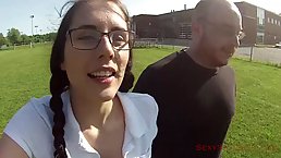 Brunette with glasses might be very nerdy, but she knows how to suck cock properly