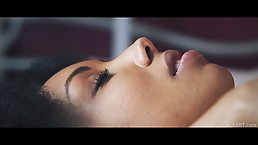 Black babe is wearing sexy lingerie during her first lesbian experience with some white chicks