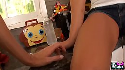 Hot ladies are exploring their sexuality while making love with each other, on the floor