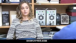 Naughty blonde babe was caught shoplifting, so she had to get fucked to learn her lesson