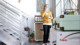 Delightful, blonde teen is sucking her boyfriend's dick and sharing it with his step- mom