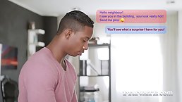 A black guy is shoving his huge thick cock deep in a hot brunette’s nice mouth