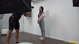 Kinky girl with long hair went to the casting and got fucked in her dirty mouth