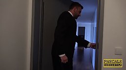Smashing brunette likes how a huge dick feels inside her pussy, while she is riding it