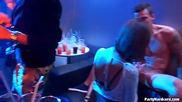 Amazing ladies are having lots of fun and sex during a private party in the night club