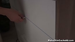 Skinny Russian babe forced her boyfriend to watch her fucking another man and enjoying it a lot