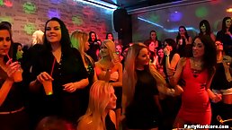 Naughty girls went to a private party and took turns sucking a handsome dancer's dick
