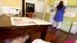 Frisky blonde chick is spreading her legs wide for her step- daddy and enjoying while getting banged