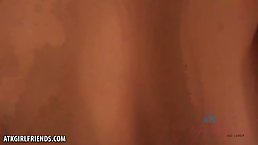 Skinny attractive teen Demi Lopez is getting oiled up to give her boy some sloppy footjob